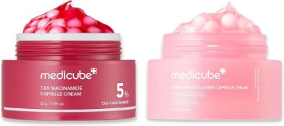 Picture of medicube Trending Ingredients Capsule Duo: TXA + Niacinamide and Salmon DNA PDRN Capsule Cream for Clear, Firm, and Hydrated Skin | Customizavble Daily Mositurizer For All Skin Types