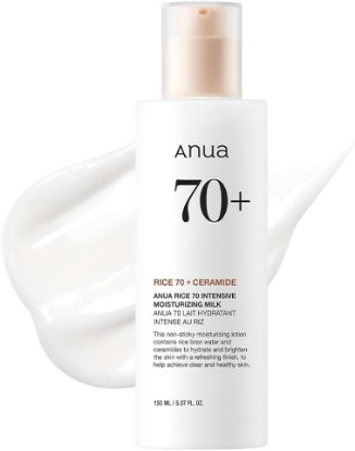 Picture of ANUA Rice 70 Intensive Moisturizing Milk, 5.07 fl.oz | Hydrating Face Lotion, Niacinamide, Ceramides, All Skin Types, Sensitive, Skin Moisture Barrier, Lightweight Nourishing