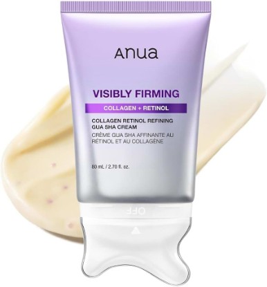 Picture of ANUA Collagen Retinol Refining Gua Sha Cream, 2.7 fl.oz | Neck Cream for Lifting & Firming, Jawline to Décolleté, Daily Moisturizer, Fine Line Care, Neck Massager, Korean Skincare