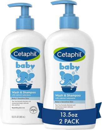 Picture of Cetaphil 2-in-1 Baby Shampoo & Body Wash, Tear Free, 13.5oz, 2ct | 2-In-1 Baby Wash And Shampoo, Organic Calendula, Tear Free, Paraben Free, Newborn Sensitive Skin, No Colorants Or Mineral Oil