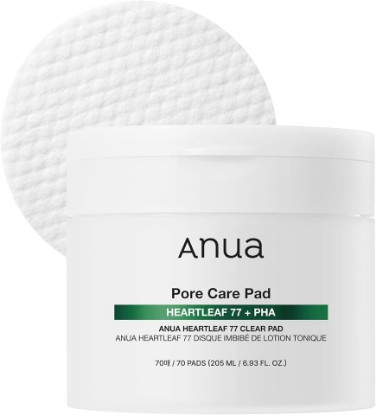 Picture of ANUA Heartleaf 77 Toner Pads, Non-Comedogenic, 70 Pads | Daily Exfoliating Toner Pad for Skin Texture Care with Centella & PHA, Dual-Textured Pore Pads, Smooth Skin, Korean Skincare