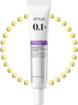 Picture of ANUA Retinol 0.1 Caffeine Revitalizing Eye Cream, 1.05 fl oz | Lightweight Formula for Dark Circles & Puffiness, Hydrating for Sensitive Skin, Korean Skincare
