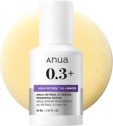 Picture of ANUA Retinol Serum for Smooth & Renewed Texture, 1.01 fl oz | 0.3% Retinol, 5% Niacinamide, Hydration & Glass Skin, Gentle for Beginners, Korean Skincare