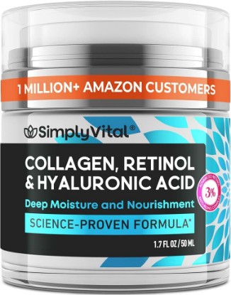 Picture of SimplyVital Face Moisturizer Retinol Collagen Hyaluronic Acid Cream 1.7 oz | Anti-Aging, Moisturizer Face Cream for Women & Men, Visibly Firming, Hydrating Neck Care, Day & Night Skin Care, Silky Feel