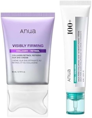 Picture of ANUA Viral Face Cream Duo | PDRN Hyaluronic Acid 100 Moisturizing Cream & Collagen Retinol Refining Gua Sha Cream, Hydrating Care Set, Korean Skincare