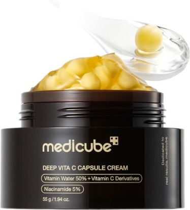 Picture of medicube Capsule Cream with Deep Vitamin C for Radiance | Liposome Vitamin C Golden Capsule for Radiance & Firm-Looking Skin - Hydrating Glow Gel Texture, Korean Skincare, 1.94 oz