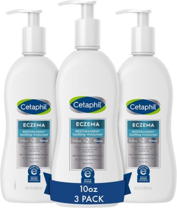 Picture of Cetaphil RESTORADERM Itch Control Moisturizing Lotion, 10 fl oz (Pack of 3), Soothes Dry, Irritated, Eczema Prone Skin, No Added Fragrance, (Packaging May Vary)