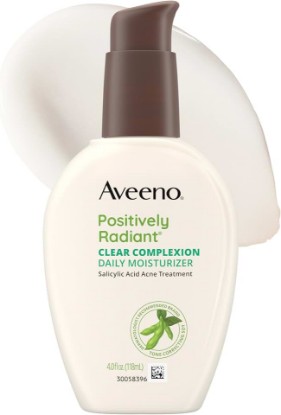 Picture of Aveeno Positively Radiant Clear Complexion Acne Face Moisturizer, 4 fl. oz | Acne Treatment for Acne-Prone Skin with Soy & 0.5% Salicylic Acid, Hypoallergenic, Non-Comedogenic, No Added Parabens
