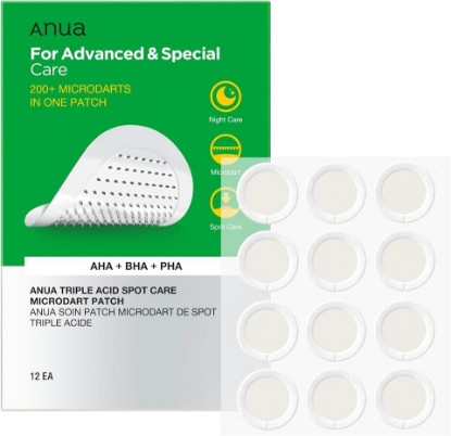 Picture of ANUA Triple Acid Spot Care Microdart Patch, 12 Count | Spot Patches, 200+ Microdarts with AHA + BHA + PHA, Lightweight Formula for Dark Circles & Puffiness, for Sensitive Skin
