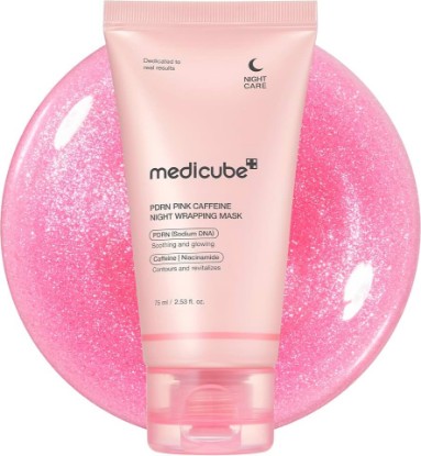 Picture of medicube Wrapping Mask PDRN Caffeine - Overnight Peel Off Facial Mask | Caffeine & Collagen for Glass Skin & Face Contour Support - Firming, Depuffing & Hydration, Korean Skin Care, 2.53 fl.oz