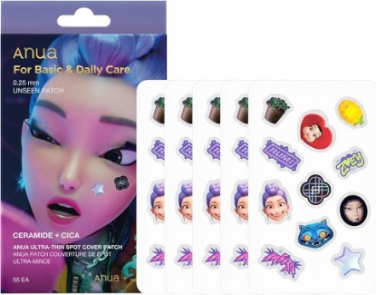 Picture of ANUA Ultra-Thin Spot Cover Patch, 55ea | Invisible Hydrocolloid Acne product for Face, Cute Pimple Patches, Centella Care for Sensitive Skin, Kpop Demon Hunters