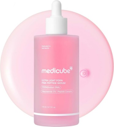 Picture of medicube PDRN Pink Peptide Serum with Salmon DNA, 3.71 fl. Oz | Ultra Light Hydrating Serum with Hyaluronic Acid - Fast-Absorbing Glow Care for Skin Clarity, Korean Skincare, 3.71 fl. Oz