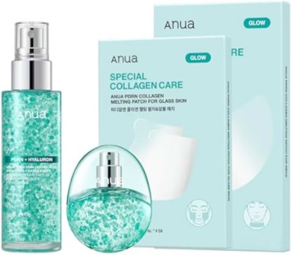 Picture of ANUA PDRN Glass Skin Routine Set | Hydrating Mist Duo, Firming Neck Care Patch & Radiant Glass Skin Face Patch Set for Hydration & Glow Skin, Korean Skincare