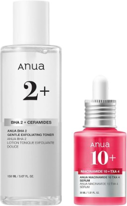 Picture of ANUA 2% BHA + 10% Niacinamide Skin Booster Duo | 10% Niacinamide + 4% Tranexamic Acid Serum for Dull Skin, Exfoliating Toner, Salicylic Acid, Pore Control, Korean Skincare