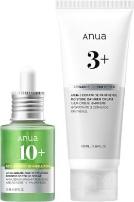Picture of ANUA Soothing & Barrier Support Duo | Azelaic Acid Serum For Face with Ceramide Barrier Moisturizer, Spot Care & Calming Effect, Korean Skincare Set