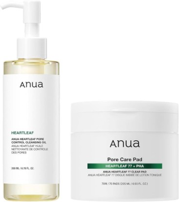 Picture of Auna Deep Pore Treatment Duo | Heartleaf Pore Control Cleansing Oil, Heartleaf 77 Toner Pad, Exfoliating Facial Pads, Gentle Facial Care, Korean Skincare