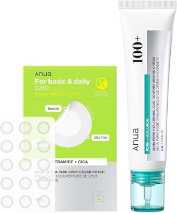 Picture of ANUA Hydration & Acne Care Set | PDRN Hyaluronic Acid 100 Moisturizing Cream, Ultra-Thin Spot Cover Patch, for Sensitive, Acne-Prone Skin