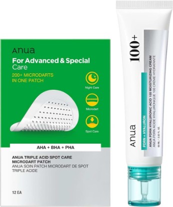 Picture of ANUA Skin Recovery Duo | PDRN Hyaluronic Acid 100 Moisturizing Cream & Triple Acid Spot Care Microdart Patch, for Glass Glow Skin, Korean Skincare