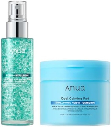 Picture of ANUA Makeup Prep Duo | PDRN Collagen Glow Facial Serum Spray & 8 Hyaluronic Acid Catechin Calming Pad, for Makeup Prep, Korean Skincare
