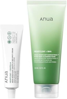 Picture of ANUA Smooth Skin Duo | Heartleaf Quercetinol Pore Deep Cleansing Foam & Red Spot Cream for Redness & Pore, Soothing & Hydrating, Korean Skincare