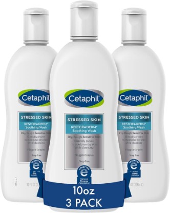 Picture of Cetaphil RESTORADERM Eczema Body Wash, Soothing, Hypoallergenic, 10oz, 3ct | Hypoallergenic, Soap & Paraben Free, Soothes Dry Itchy Sensitive Skin, Dermatologist Recommended, Nea Endorsed, 3-Pack Value