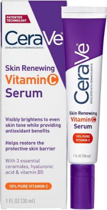 Picture of CeraVe Skin Brightening Vitamin C Serum for Face with Hyaluronic Acid, 1oz | Skincare, 10% Pure Vitamin C, Brightening Serum, Ceramides, Antioxidant, Hydrates and Improves Skin Tone & Texture
