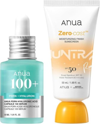 Picture of ANUA Glow Summer Duo | PDRN Hyaluronic Acid Capsule 100 Serum & Zero-Cast Moisturizing Sunscreen SPF 50, Kpop Demon Hunters, Korean Skincare