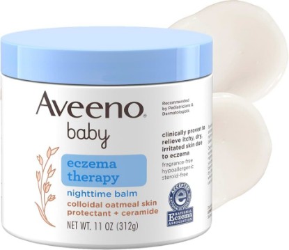 Picture of Aveeno Baby Eczema Therapy Nighttime Body Balm, Hypoallergenic, 11 oz | Made with Colloidal Oat & Ceramides, Soothes Dry, Itchy Skin Due to Eczema, HSA/FSA Eligible, No Added Fragrances or Steroids