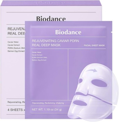 Picture of BIODANCE Rejuvenating Caviar PDRN Real Deep Mask, Overnight Hydrogel Face Mask, Skin Firming, Radiance, Enhancing Skin Recovery, Korean Skin Care, Self Care Gifts for Women | 1.19oz(34g) x 4ea