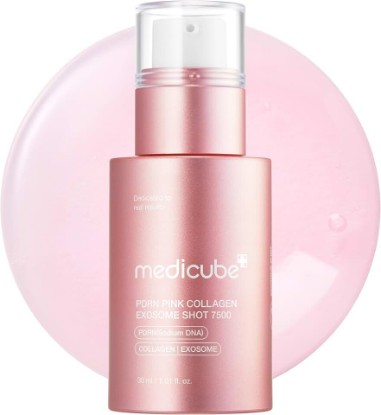 Picture of medicube Exosome Shot PDRN Pink Collagen 7,500 PPM Spicule Facial Serum | Liquid Skin Booster - Exosome, Salmon DNA Spicules - Uneven Skin Tone, Pore Care, Skin Texture, Korean Skincare, 1.01 fl.oz