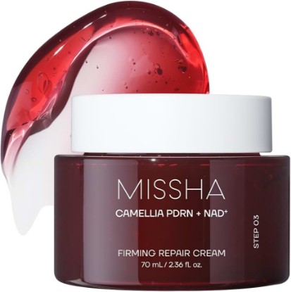 Picture of MISSHA PDRN NAD+ Firming Repair Cream, Korean Face Moisturizer, 2.36 fl oz | Camellia PDRN, NAD+ capsules, 7 Vitamin Bs, jelly-to-veil texture, long-lasting hydration, dermatologist tested