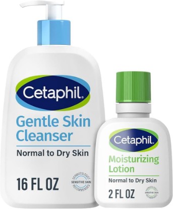 Picture of Cetaphil Gentle Cleanser, Hydrating Face Wash, 16oz + Travel Lotion, 2oz | Fragrance-Free, Sensitive Skin Bundle, Hydrating Face Wash, Dermatologist Recommended, Dry Skin, Travel-Size Moisturizer