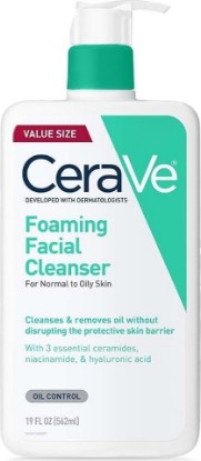 Picture of CeraVe Foaming Facial Cleanser, Face Wash for Oily Skin, 19oz | Skin Care with Hyaluronic Acid & Niacinamide, Makeup Remover, Daily Face Wash For Men & Women, Fragrance Free, Oil Control Cradle to Cradle Certified