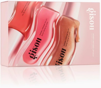 Picture of Gisou Honey Infused Lip Oils Gloss Hour Edition – Hydrating & Non-Sticky Lip Gloss Set with Raspberry Swirl, Bee-llini Peach & Glazed Plum