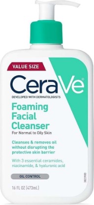 Picture of CeraVe Foaming Facial Cleanser, Face Wash for Oily Skin, 16fl oz | Skin Care with Hyaluronic Acid & Niacinamide, Makeup Remover, Daily Face Wash For Men & Women, Fragrance Free, Oil Control Cradle to Cradle Certified