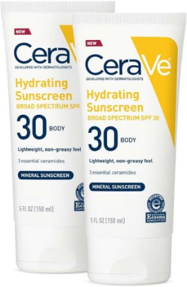 Picture of CeraVe 100% Mineral Sunscreen Spf 30 | Body Sunscreen With Zinc oxide & Titanium Dioxide for Sensitive Skin | 5 Oz, Pack Of 2