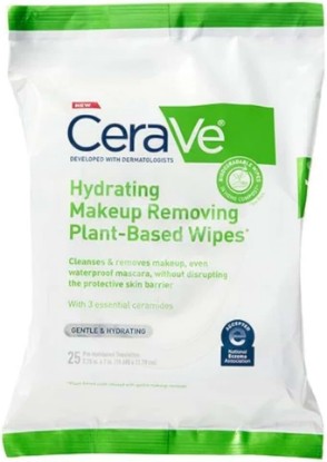 Picture of CeraVe Gentle Hydrating Cleansing Wipes, Makeup Remover Towelettes with Plant-Based Fabric, 25 Count