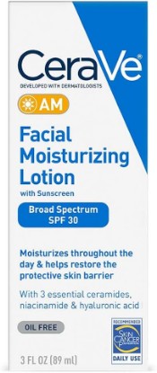 Picture of CeraVe AM Facial Moisturizing Lotion SPF 30 | Oil-Free Face Moisturizer with Sunscreen | Non-Comedogenic | 3 Ounce
