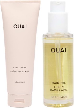 Picture of OUAI Curl Cream + Hair Oil Bundle - Hair Styling Products for Frizz Control - Includes Curl Cream (8 Oz) + Hair Oil (1.5 Oz) - 2-Piece Hair Care Set