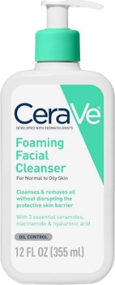 Picture of CeraVe Foaming Facial Cleanser, Face Wash for Oily Skin, 12fl oz | Cleanses Oily Skin without Stripping, with Hyaluronic Acid and Niacinamide In a Fragrance-Free Formula For Daily Cleansing