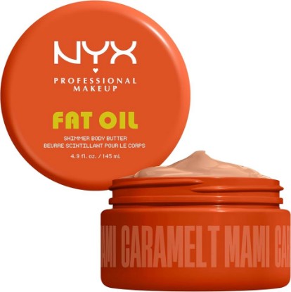 Picture of NYX PROFESSIONAL MAKEUP Fat Oil Body Butter in Caramelt Mami, Caramel Scented Body Cream with Avocado Oil and Shea Butter for 24 HR Hydration, Fast Absorbing, Whipped Formula, Vegan & Cruelty-Free