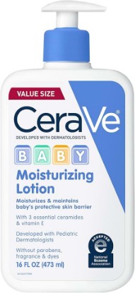 Picture of CeraVe Baby Lotion, Baby Skin Moisturizer with Vitamin E & Niacinamide,16oz | Gently Hydrates Delicate Skin with A Non-Greasy Feel, Free Of Fragrance, Dyes, Paraben & Phthalates