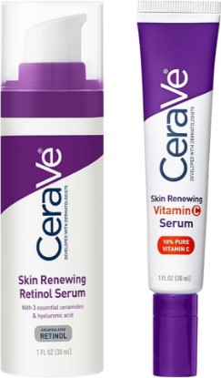 Picture of CeraVe Vitamin C Serum, 1oz + CeraVe Anti Aging Retinol Serum For Face, 1 Oz