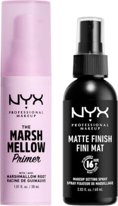 Picture of NYX PROFESSIONAL MAKEUP Marshmellow Smoothing Primer + Makeup Setting Spray, Matte Finish, Long-Lasting Face Mist for up to 16HR Wear (Pack of 2)