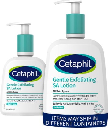 Picture of Cetaphil Gentle Exfoliating SA Lotion, Lightweight Moisturizer 8 Oz & 16 Oz Pump Bottle Bundle, Salicylic Acid, Gently Exfoliates