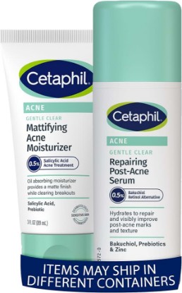 Picture of Cetaphil Gentle Clear Repairing Post Acne Serum + 3oz Gentle Clear Mattifying Acne Face Moisturizer With 0.5% Salicylic Acid, Hydrates and Treats Sensitive Acne Prone Skin, Bundle