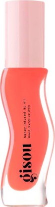 Picture of Gisou Honey Infused Lip Oil (0.27 Fl Oz.) - Bee-llini Peach | Sheer & milky soft peach shade, creamy sweet peach scent, intense hydration & glossy shine, no stickiness