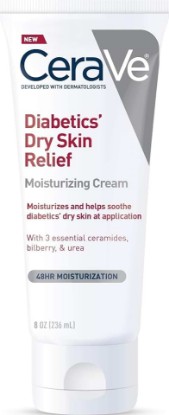 Picture of CeraVe Diabetics Dry Skin Moisturizing Cream, Urea Face & Body Lotion, 8oz | Fast-Absorbing Skin Care Formula with Ceramides and Antioxidants Provides 48-Hour Hydration To Soothe Diabetics' Dry Skin