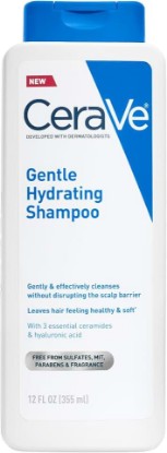 Picture of CeraVe Gentle Hydrating Shampoo with Hyaluronic Acid for Hair & Scalp, 12oz | Leaves Hair and Scalp Soft and Healthy-Looking with Ceramides, Niacinamide and A Color Safe Formula