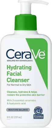 Picture of CeraVe Hydrating Cleanser with Hyaluronic Acid, Face Wash for Dry Skin,8oz | Skin Care For Men and Women, Daily Cleanser & Makeup Remover with Glycerin & Ceramides, National Eczema Association Certified